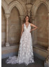 V Neck Ivory Exquisite Lace Tulle Dreamy Wedding Dress